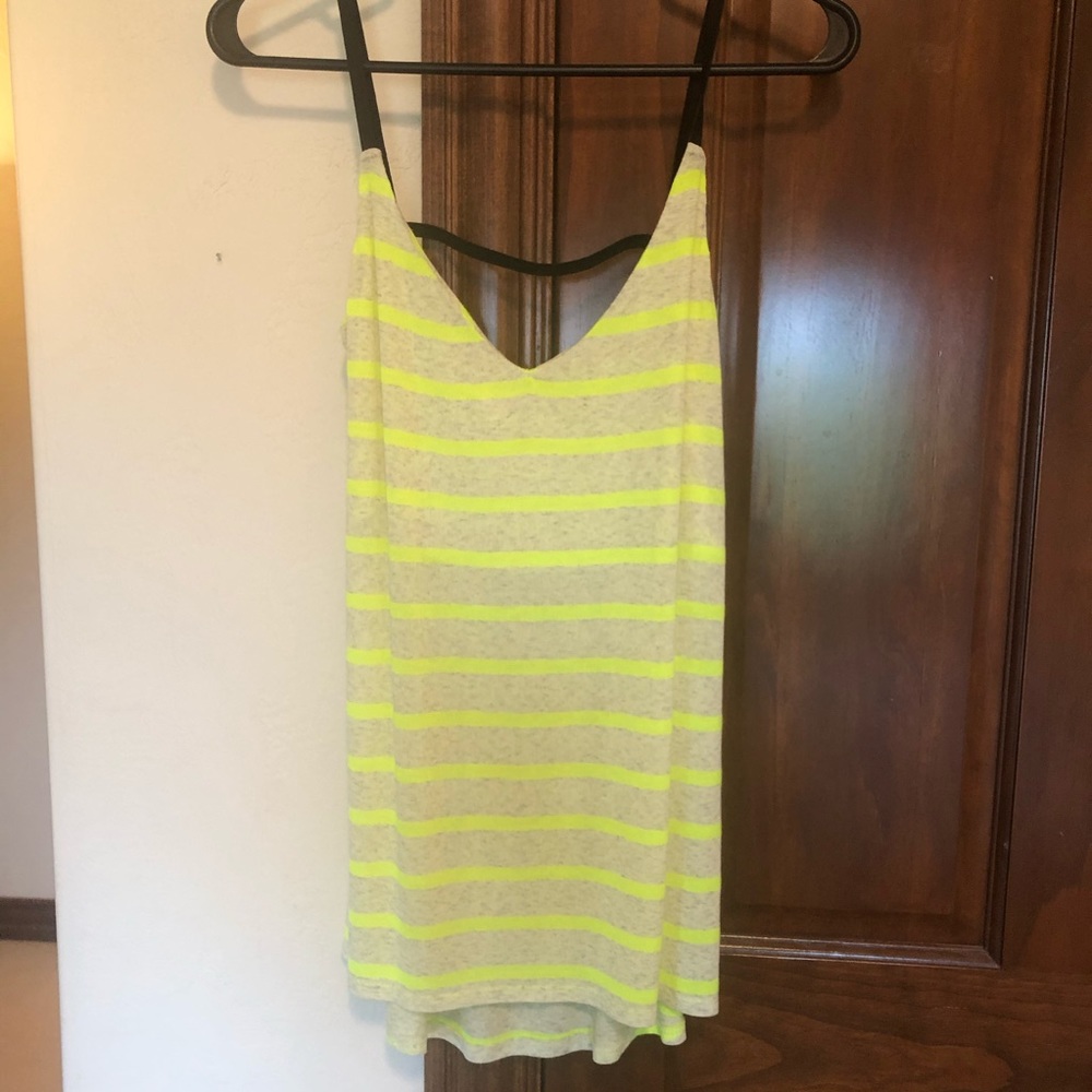 Neon green striped racerback strappy tank top NEW